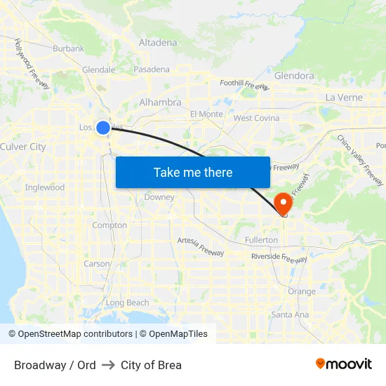 Broadway / Ord to City of Brea map