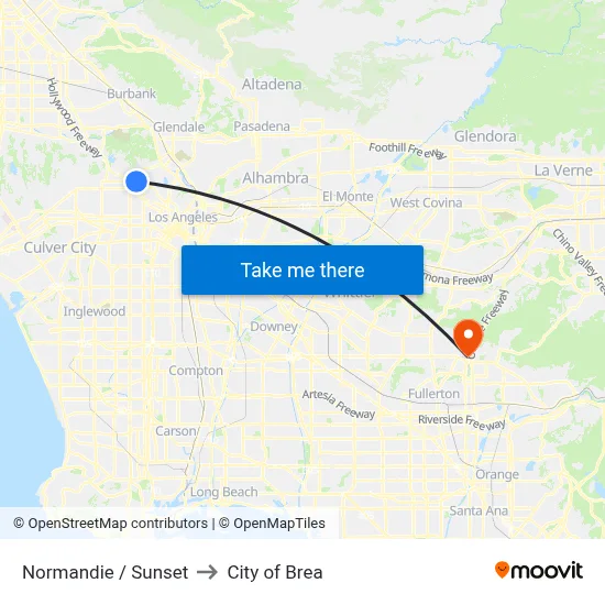Normandie / Sunset to City of Brea map