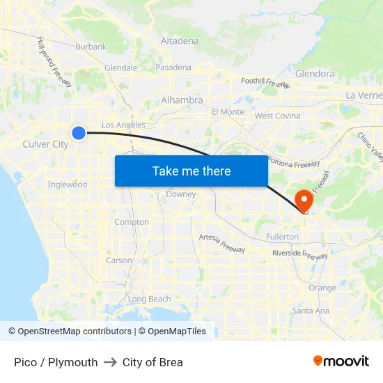 Pico / Plymouth to City of Brea map