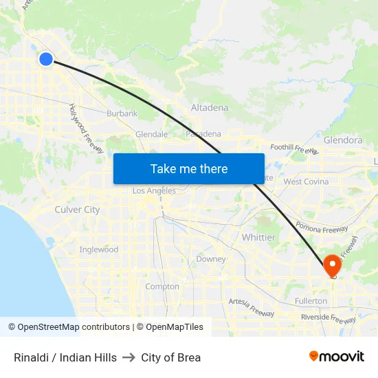 Rinaldi / Indian Hills to City of Brea map