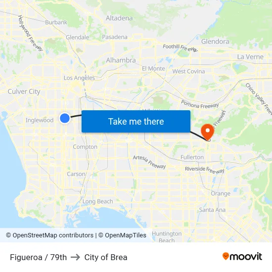 Figueroa / 79th to City of Brea map