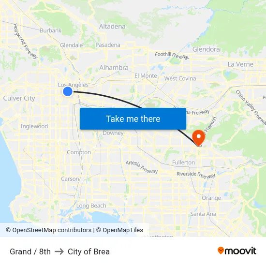 Grand / 8th to City of Brea map