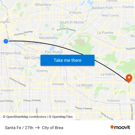 Santa Fe / 27th to City of Brea map