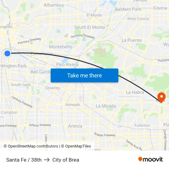 Santa Fe / 38th to City of Brea map