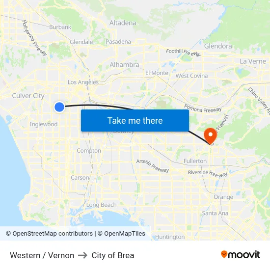 Western / Vernon to City of Brea map