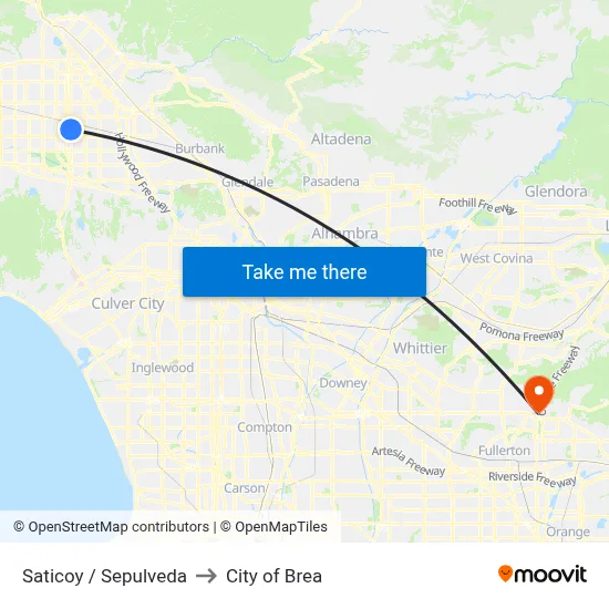 Saticoy / Sepulveda to City of Brea map