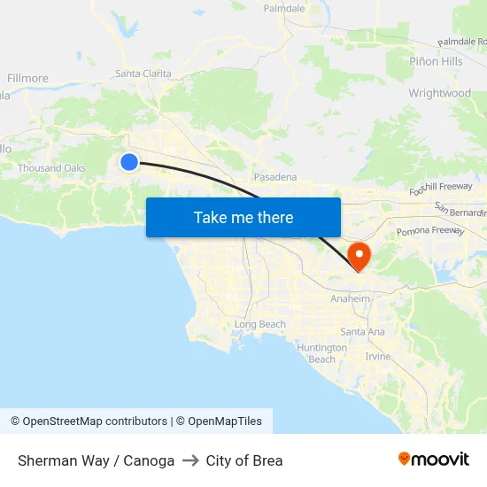 Sherman Way / Canoga to City of Brea map