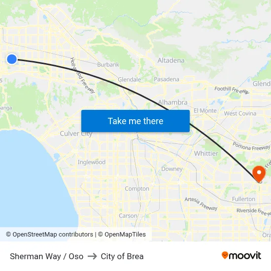 Sherman Way / Oso to City of Brea map