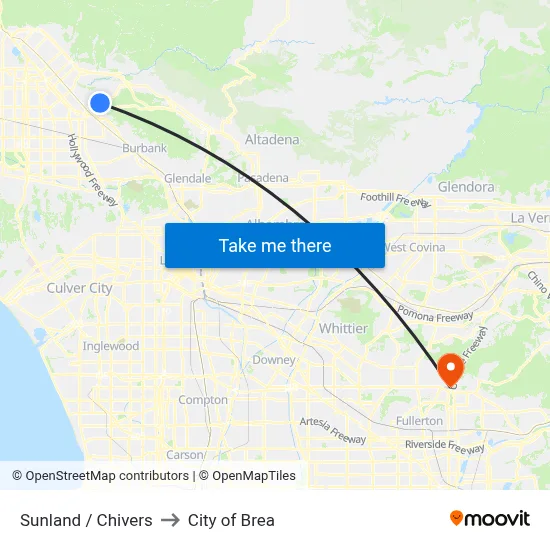 Sunland / Chivers to City of Brea map