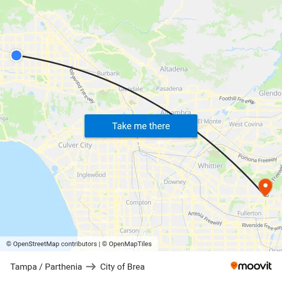 Tampa / Parthenia to City of Brea map