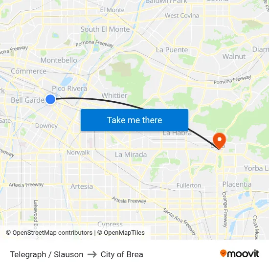 Telegraph / Slauson to City of Brea map