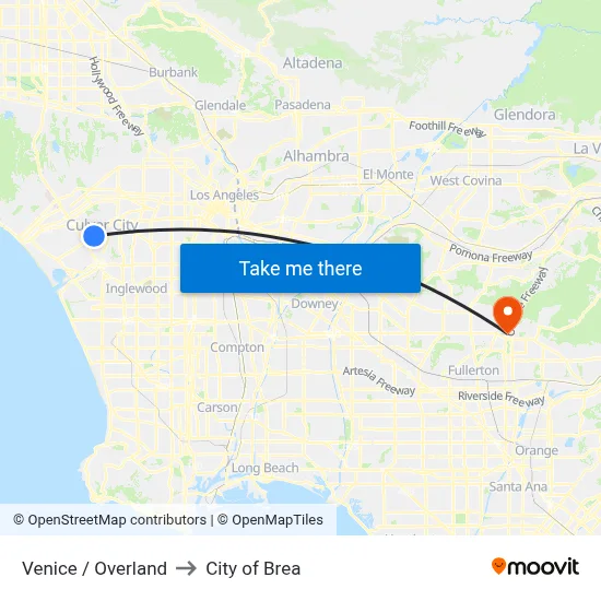 Venice / Overland to City of Brea map
