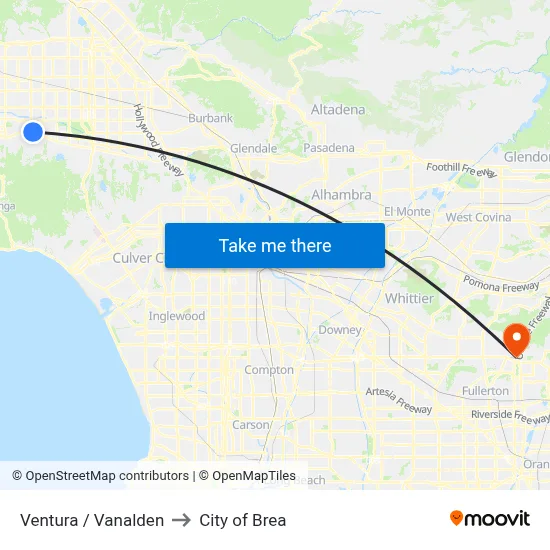 Ventura / Vanalden to City of Brea map