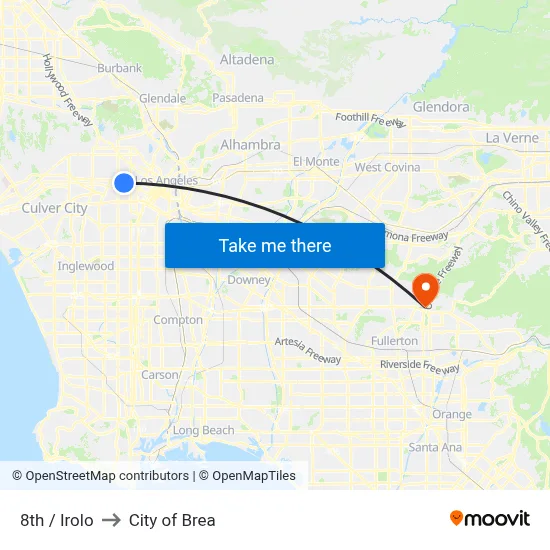 8th / Irolo to City of Brea map