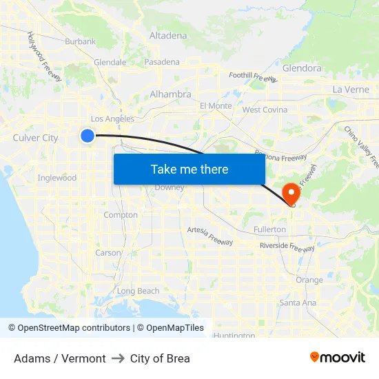 Adams / Vermont to City of Brea map