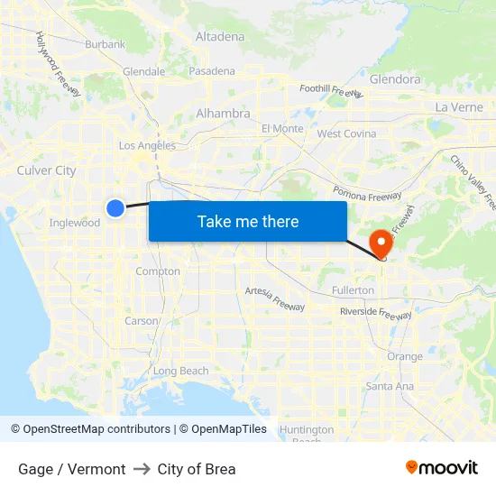 Gage / Vermont to City of Brea map