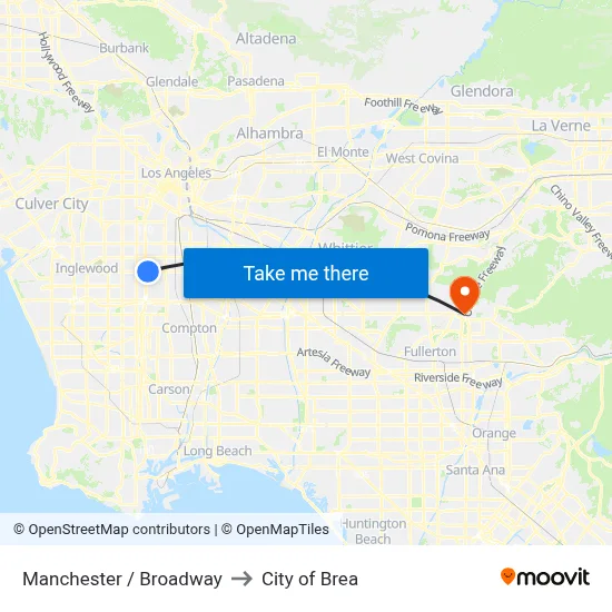 Manchester / Broadway to City of Brea map