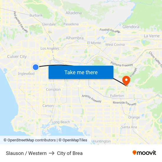 Slauson / Western to City of Brea map