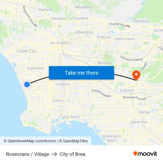 Rosecrans / Village to City of Brea map
