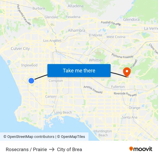 Rosecrans / Prairie to City of Brea map