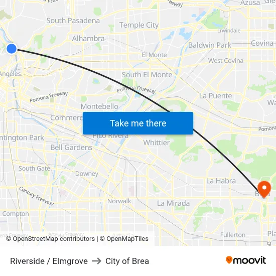 Riverside / Elmgrove to City of Brea map