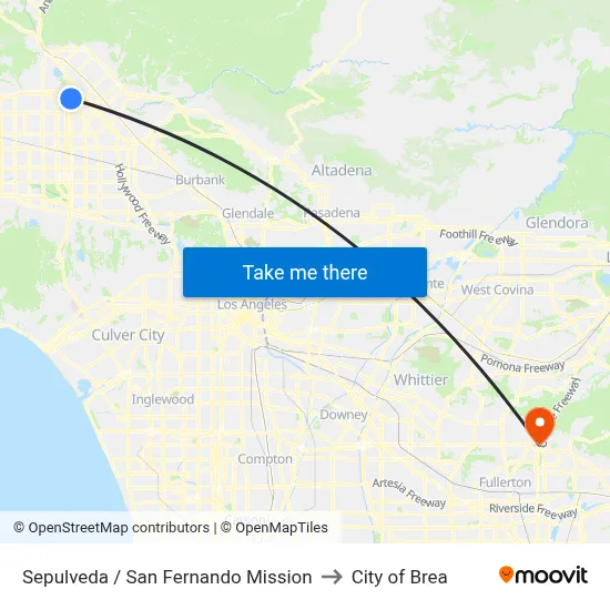 Sepulveda / San Fernando Mission to City of Brea map