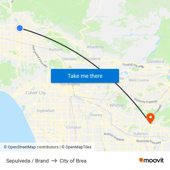 Sepulveda / Brand to City of Brea map
