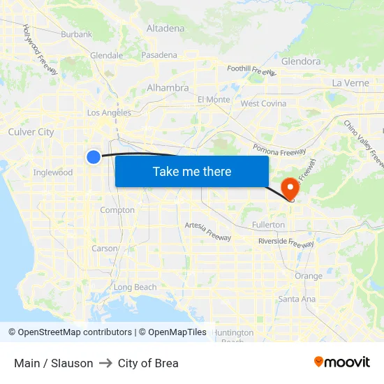 Main / Slauson to City of Brea map