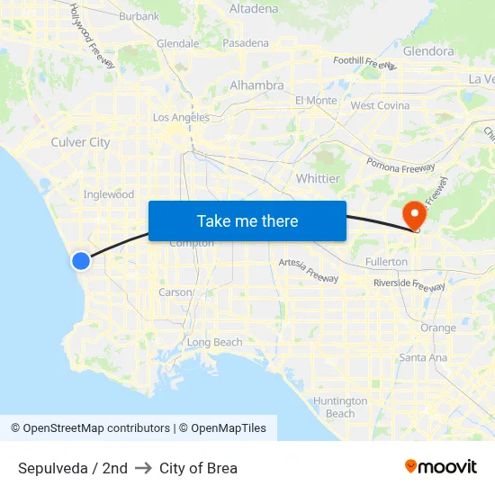 Sepulveda / 2nd to City of Brea map