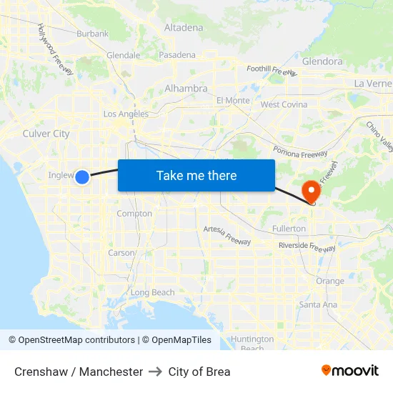 Crenshaw / Manchester to City of Brea map