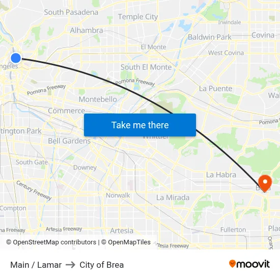 Main / Lamar to City of Brea map
