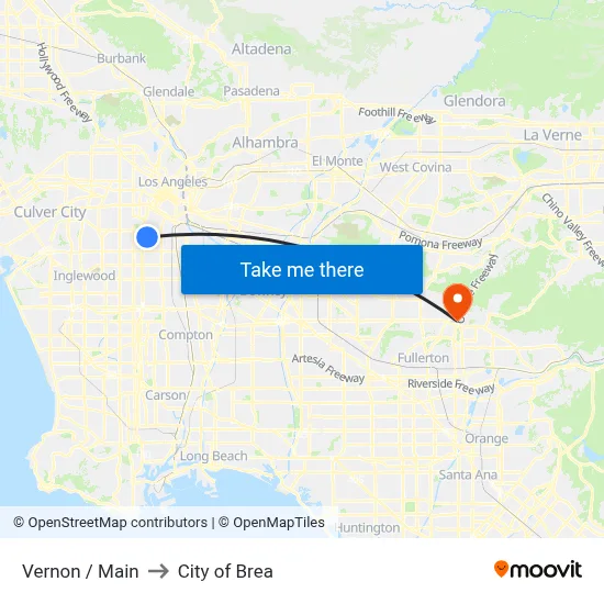 Vernon / Main to City of Brea map