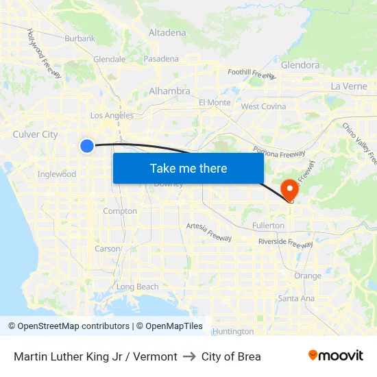 Martin Luther King Jr / Vermont to City of Brea map