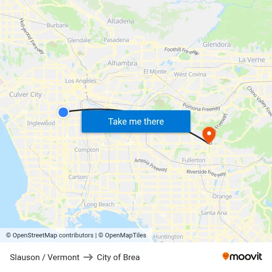 Slauson / Vermont to City of Brea map