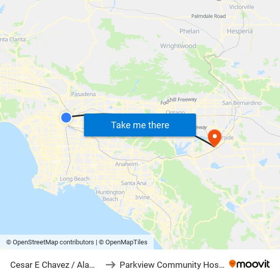 Cesar E Chavez / Alameda to Parkview Community Hospital map