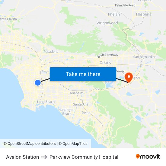 Avalon Station to Parkview Community Hospital map