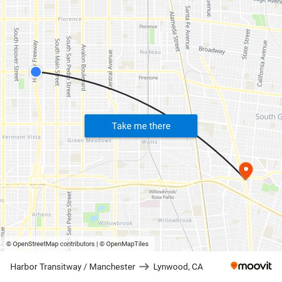 Harbor Transitway / Manchester to Lynwood, CA map