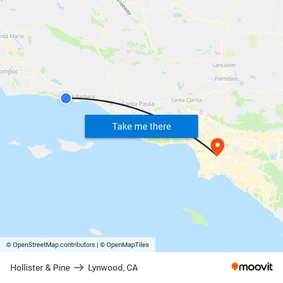 Hollister & Pine to Lynwood, CA map
