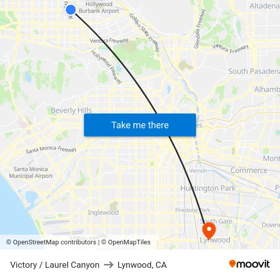 Victory / Laurel Canyon to Lynwood, CA map