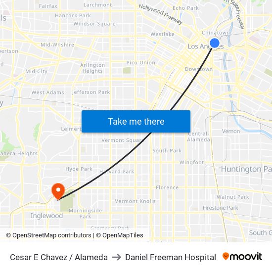 Cesar E Chavez / Alameda to Daniel Freeman Hospital map