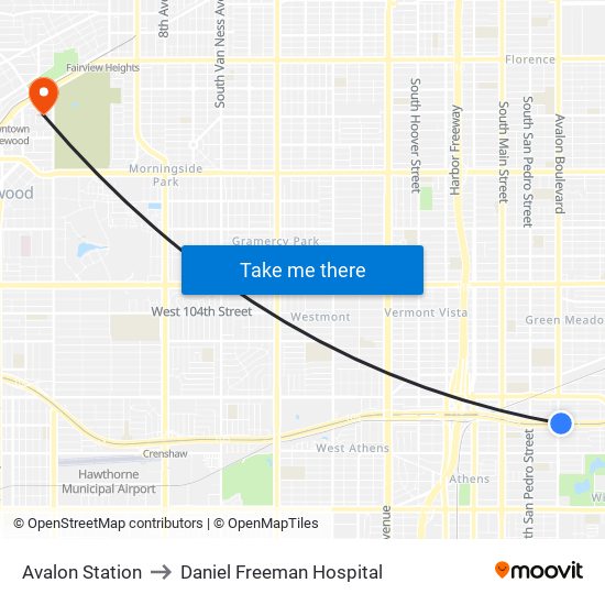 Avalon Station to Daniel Freeman Hospital map