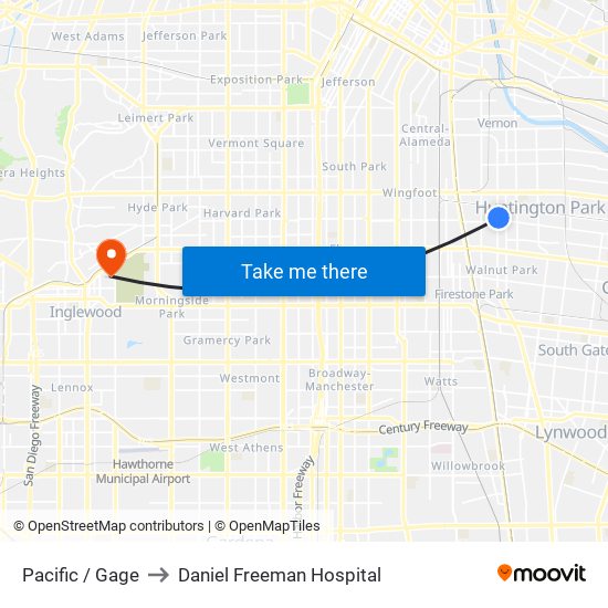 Pacific / Gage to Daniel Freeman Hospital map