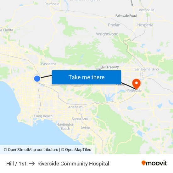 Hill / 1st to Riverside Community Hospital map