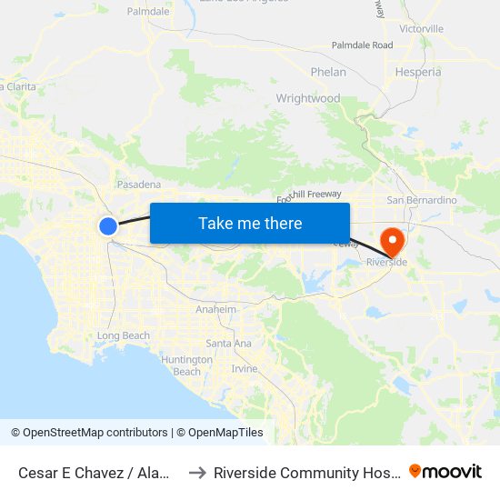 Cesar E Chavez / Alameda to Riverside Community Hospital map