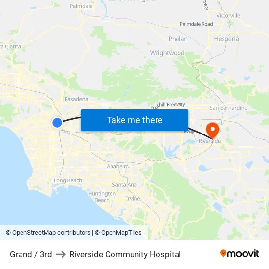 Grand / 3rd to Riverside Community Hospital map