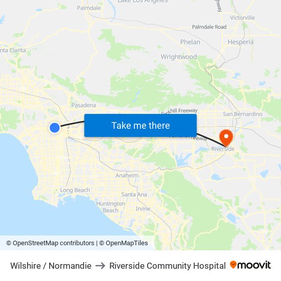Wilshire / Normandie to Riverside Community Hospital map
