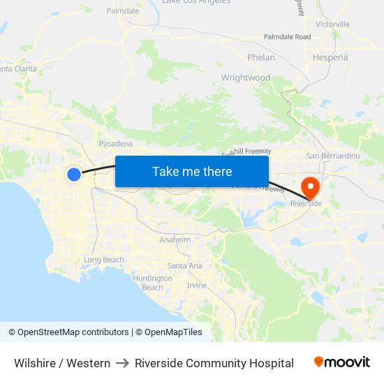 Wilshire / Western to Riverside Community Hospital map