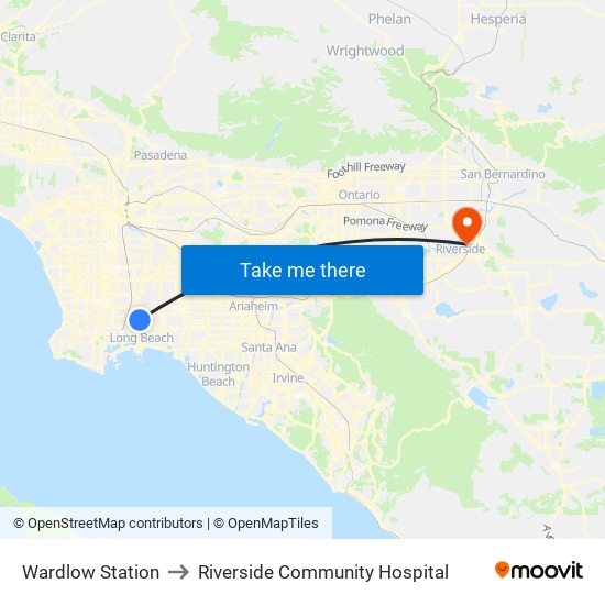 Wardlow Station to Riverside Community Hospital map