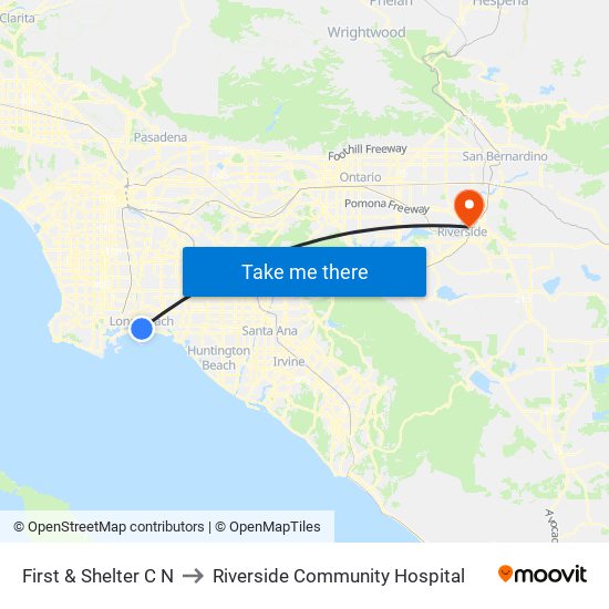 First & Shelter C N to Riverside Community Hospital map