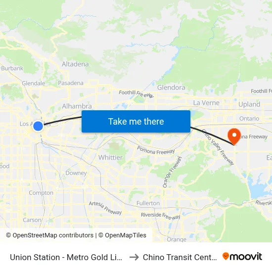 Union Station - Metro Gold Line to Chino Transit Center map